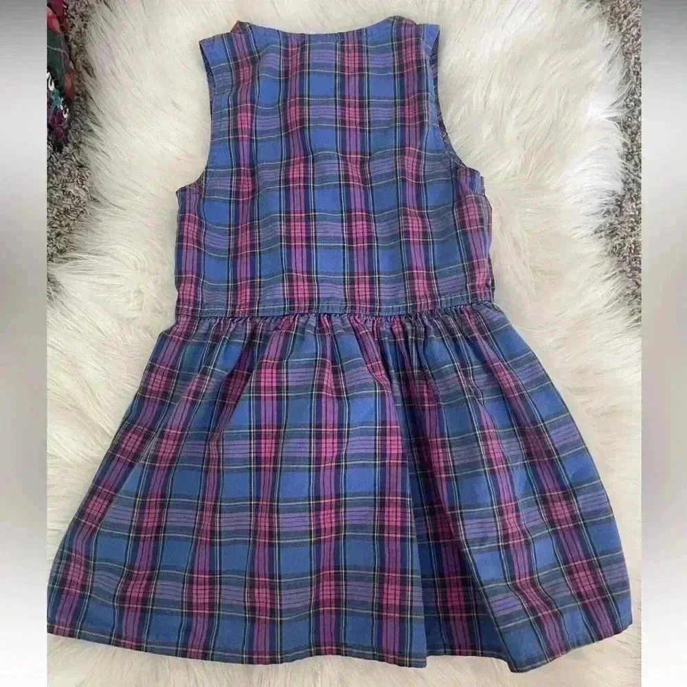 Vintage 90s Oshkosh Plaid Drop Waist Dress Size 6